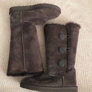 Tall Brown Ugg Boots with Buttons on side